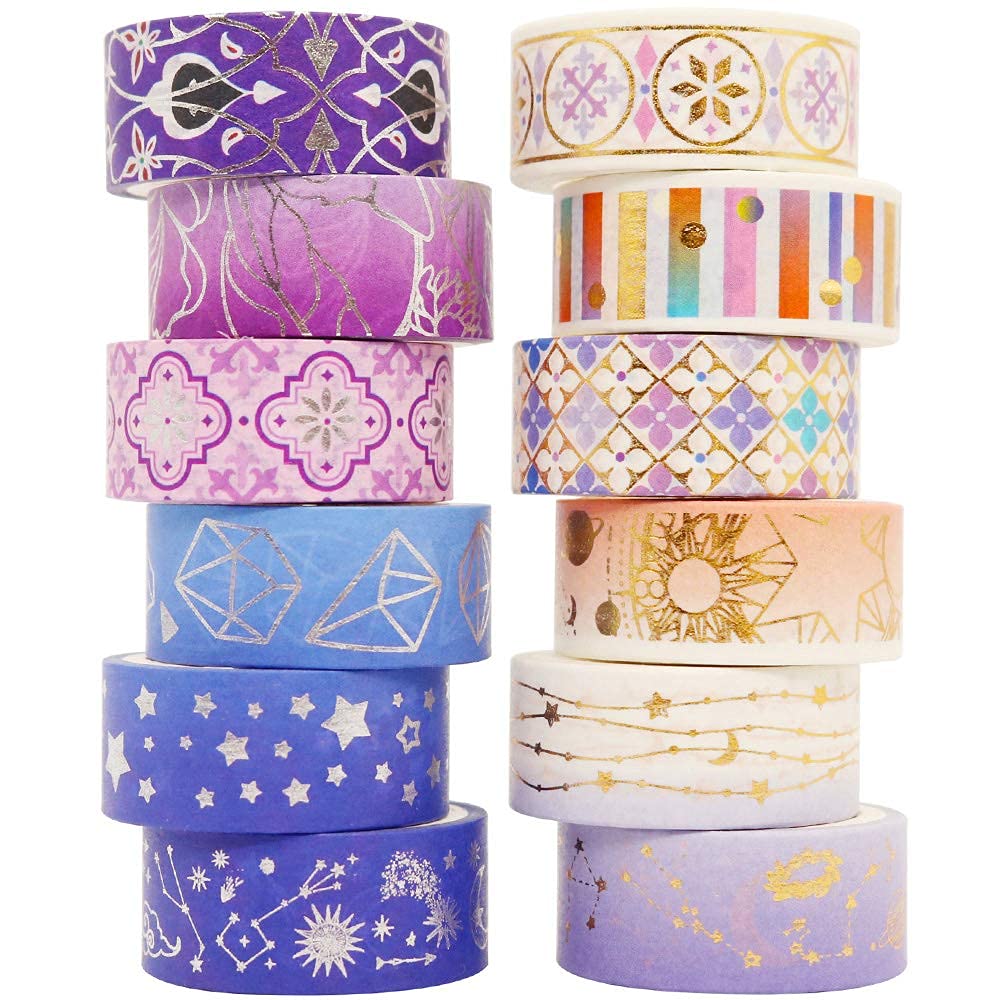 HASTHIP 12 Rolls Journal Tapes Cute Gold Foil Flower Decorative Masking Tape Scrapbooking Tape for DIY Art & Crafts and Gift Wrapping Holiday Decoration HASTHIP 12 Rolls Journal Tapes Cute Gold Foil Flower Decorative Masking Tape Scrapbooking Tape for DIY Art & Crafts and Gift Wrapping Holiday Decoration